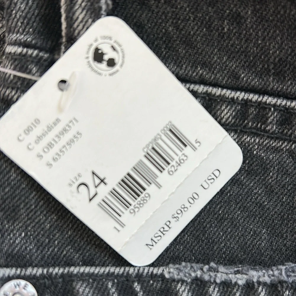 NWT we the Free people Tapered baggy boyfriend black ripped distressed jeans 24